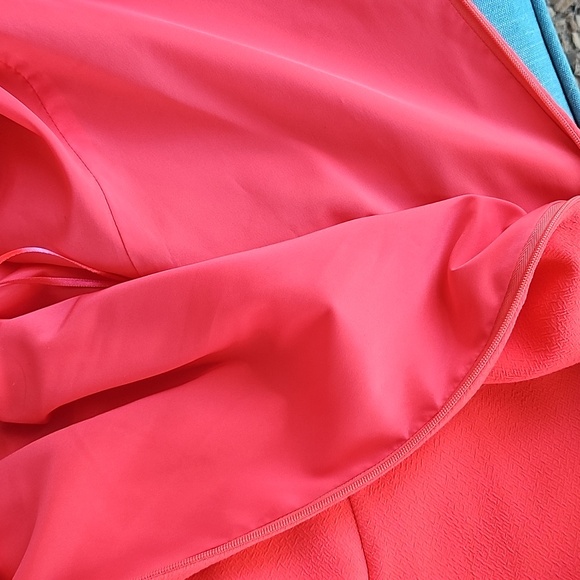 Trina Turk Vibrant Coral Cold Shoulder Ruffle Mini Dress M - Picture 8 of 10